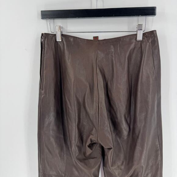 Vintage Danier Brown Leather Flare Pants Side Zip High Waist Y2k Chic Size 10 - Picture 7 of 11